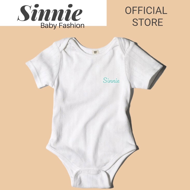 Bodysuit trắng vải cotton lụa mềm mát cho bé Sinnie ảnh thật, body liền thân dễ mặc.