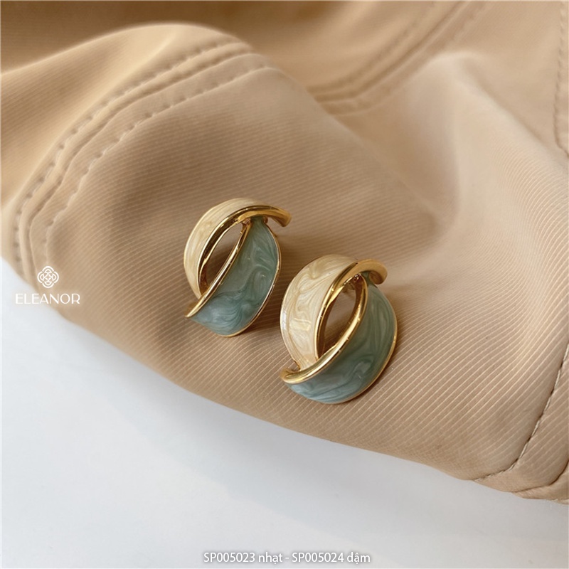 Bông tai nữ hình học ba chiều Eleanor Accessories phối hai màu phụ kiện trang sức độc lạ cá tính