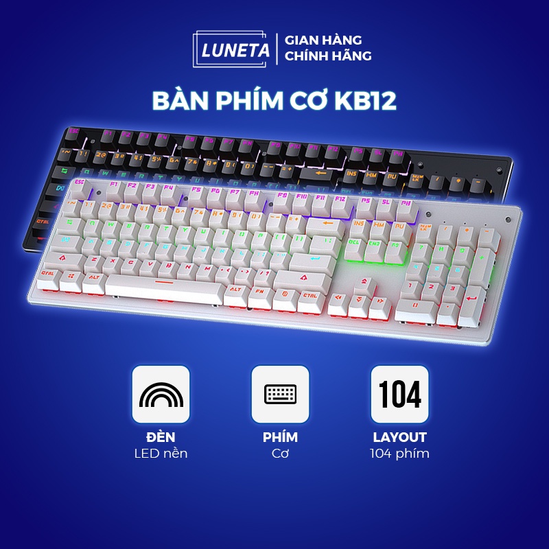 Bàn phím cơ Luneta KB12 công thái học Led RGB đầy màu sắc nhẹ nhàng và cơ động