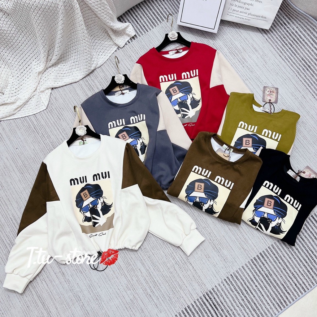 A27 Áo thun dài tay cổ tròn dáng Croptop in hình  LCHEE