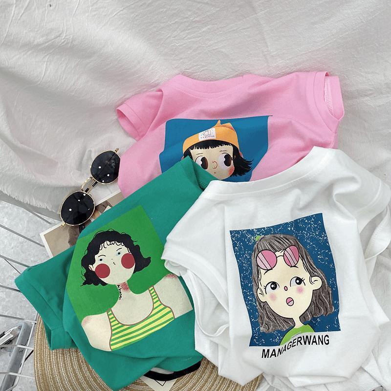 Áo Thun Cotton Không Tay In Họa Tiết Hoạt Hình Phong Cách Phương Tây Thời Trang Mùa Hè Cho Bé Gái