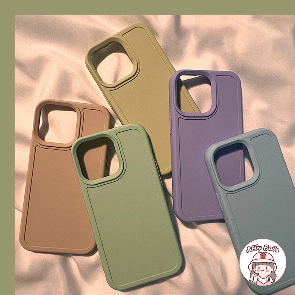 Ốp Điện Thoại Silicon Dẻo Vuông Chống Sốc Màu Nâu Cameo Cho IPhone 14 Pro Max 11 7Plus 13 12 11 Pro Max X XS XR