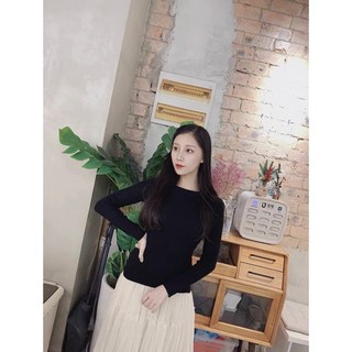Áo len lông cừu dài tay cổ thuyền basic xinh