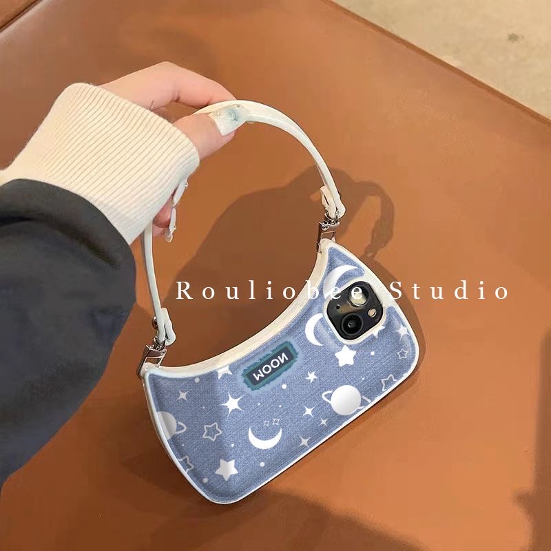 Ốp Điện Thoại Dạng Túi Xách Hình Mặt Trăng Cho iPhone 14 Pro Max 14 Plus 13 Pro Max 12 Pro Max 11 Pro Max XR Xs Max 7 8 Plus SE 2020