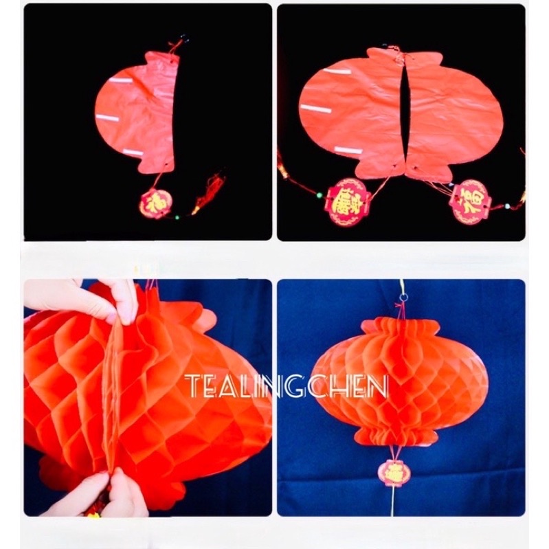 Lồng Đèn Đỏ Nilon Trang Trí Lễ Tết, Lồng Đèn Tổ Ong Chống Thấm Nước