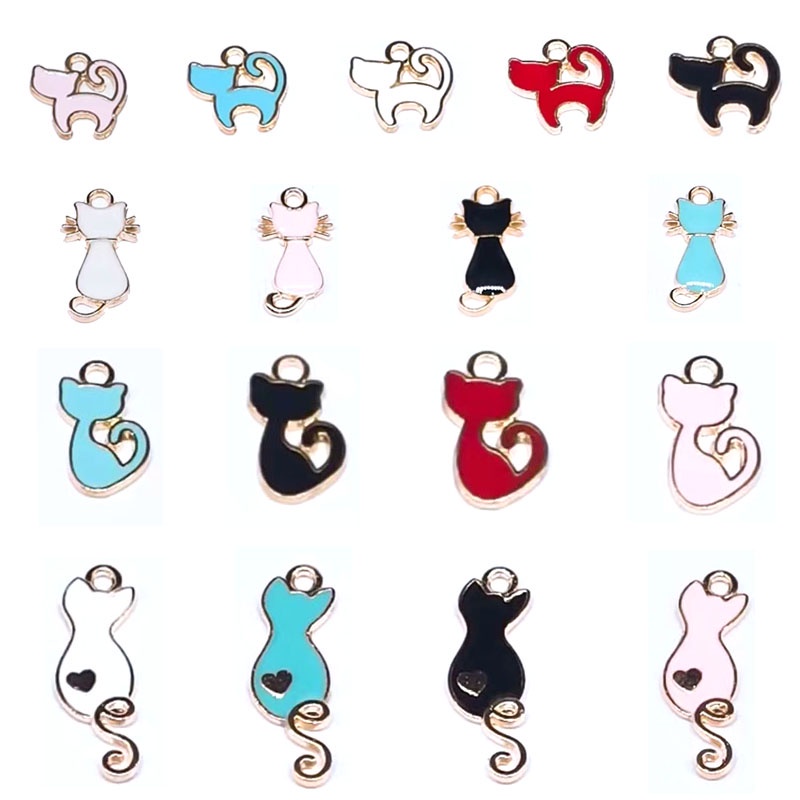 Bộ 4 Phụ Kiện Làm Trang Sức Hình Mèo Bằng Hợp Kim Dễ Thương