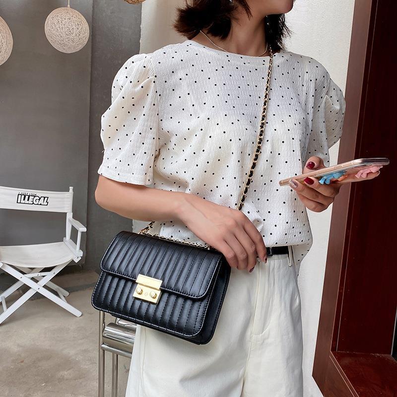 Túi đeo chéo JASMIN NOIR 22BL10181 nắp lật họa tiết kẻ sọc cho nữ