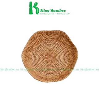 Đĩa mây thấp đựng hoa quả đồ ăn mây tre đan KING BAMBOO