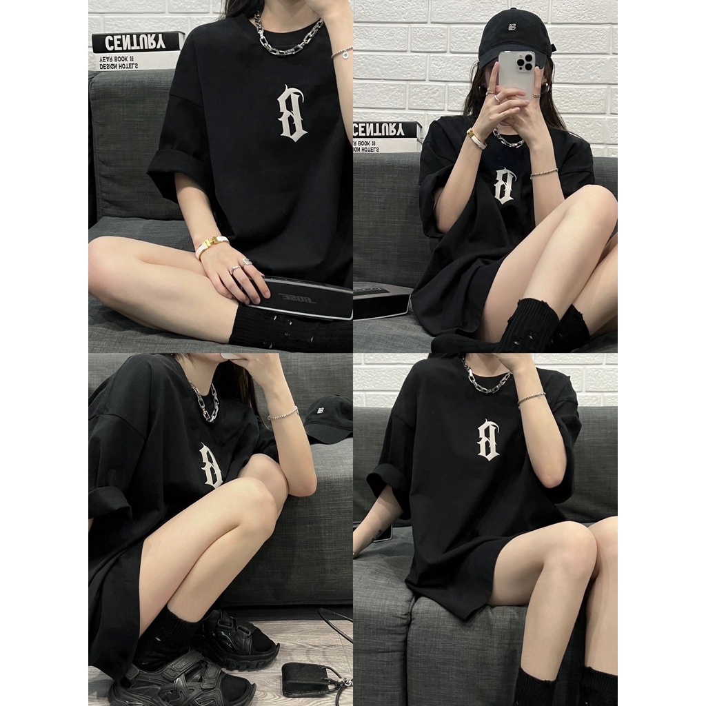 FOCUS Áo thun nữ form rộng thời trang nữ vintage Đen bigsize unisex 100% cotton