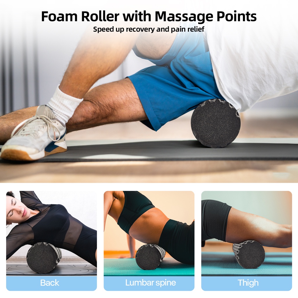 7 Trong 1 Con Lăn Foam roller Yoga Bộ Bóng Lăn Mát Xa Lưng Mật Độ Cao Giúp Giảm Đau Toàn Thân