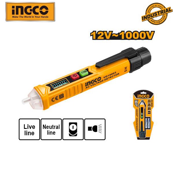 Bút thử điện kỹ thuật số đa năng thông minh 1000V INGCO VD10003 đầu dò điện áp cảm ứng dây pha không tiếp xúc dòng điện