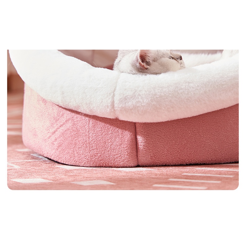 GIƯỜNG NỆM CHO THÚ CƯNG SIZE L HÌNH TAI MÈO MÀU HỒNG DỄ THƯƠNG
