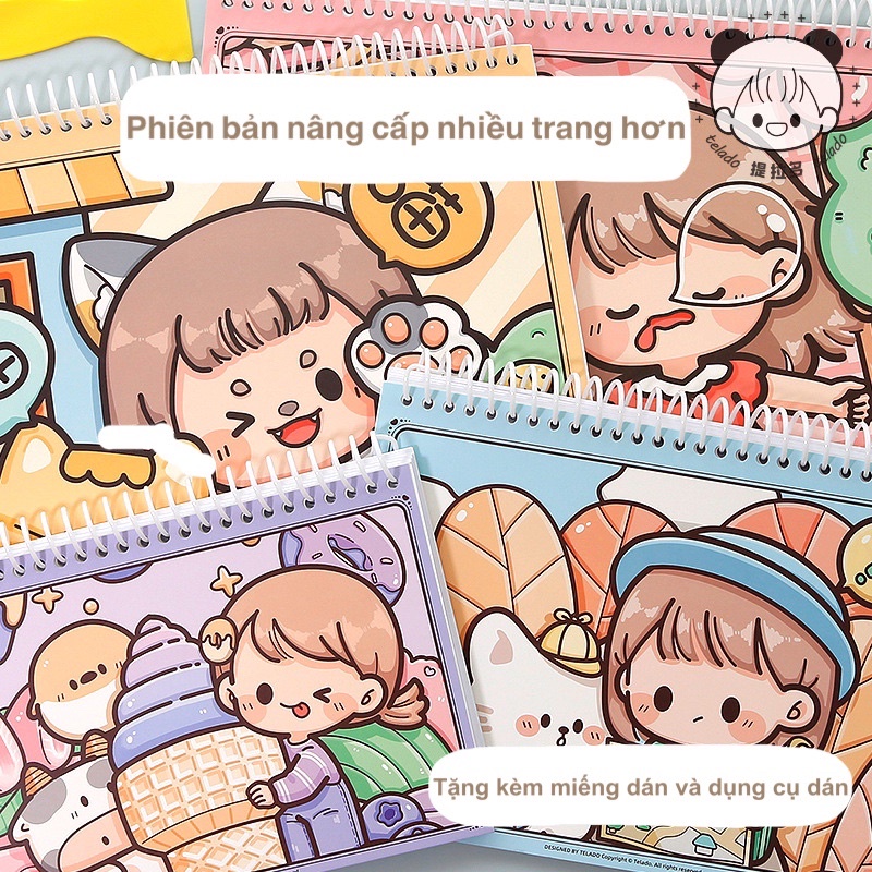 Sổ Chiết Washi Sticker Lò Xo 40 Tờ Hình Cô Gái Đáng Yêu