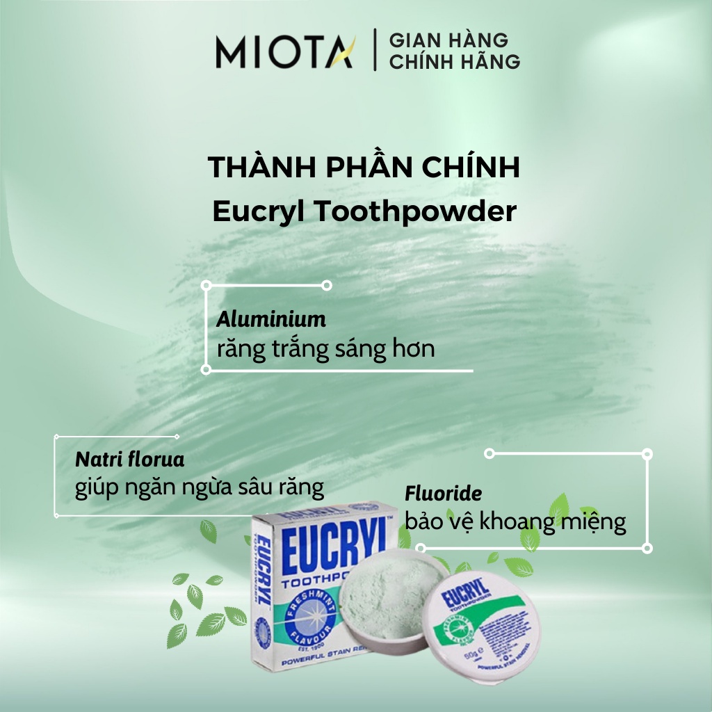 Bột Tẩy Trắng Răng Eucryl Toothpowder Anh Quốc 50g