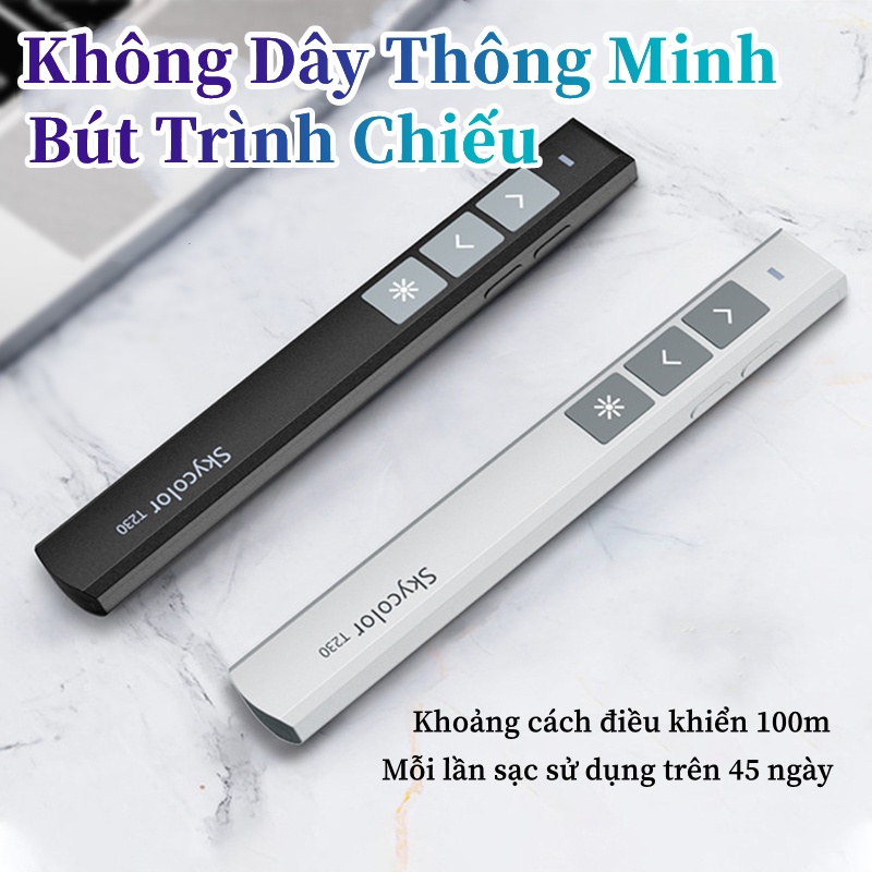 SKYCOLOR Bút Trình Chiếu Powerpoint,Bút Thuyết Trình Laser Không Dây Điều khiển Bằng Phím Đa Năng,  Pin Sạc / Xa 100m