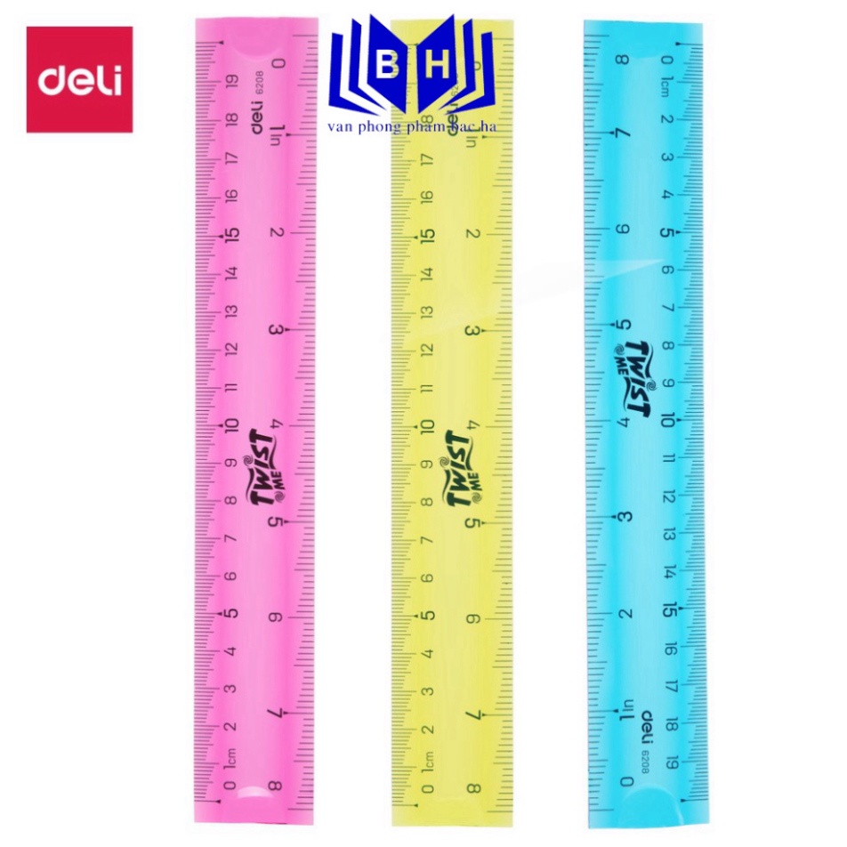Thước kẻ nhựa dẻo EcoPVC 20cm Deli - E6208