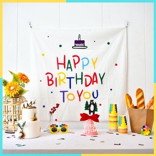 Phông nền background vải Happy Birthday trang trí sinh nhật phong cách Hàn Quốc