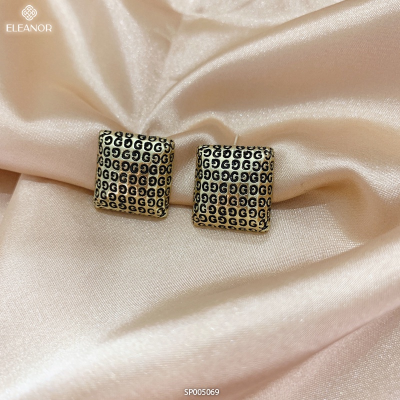 Bông tai nữ vuông Eleanor Accessories họa tiết chữ G độc đáo phụ kiện trang sức 5069