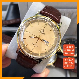 Đồng hồ nam O&M dây da máy cơ mặt tối giản phong cách cổ điển