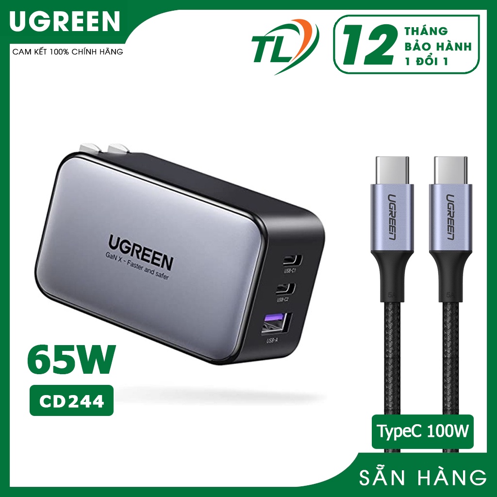 Bộ sạc nhanh 65W UG.REEN GaN-X Nexode 3 cổng sạc nhanh laptop/smartphone/tablet - 12 THÁNG BẢO HÀNH