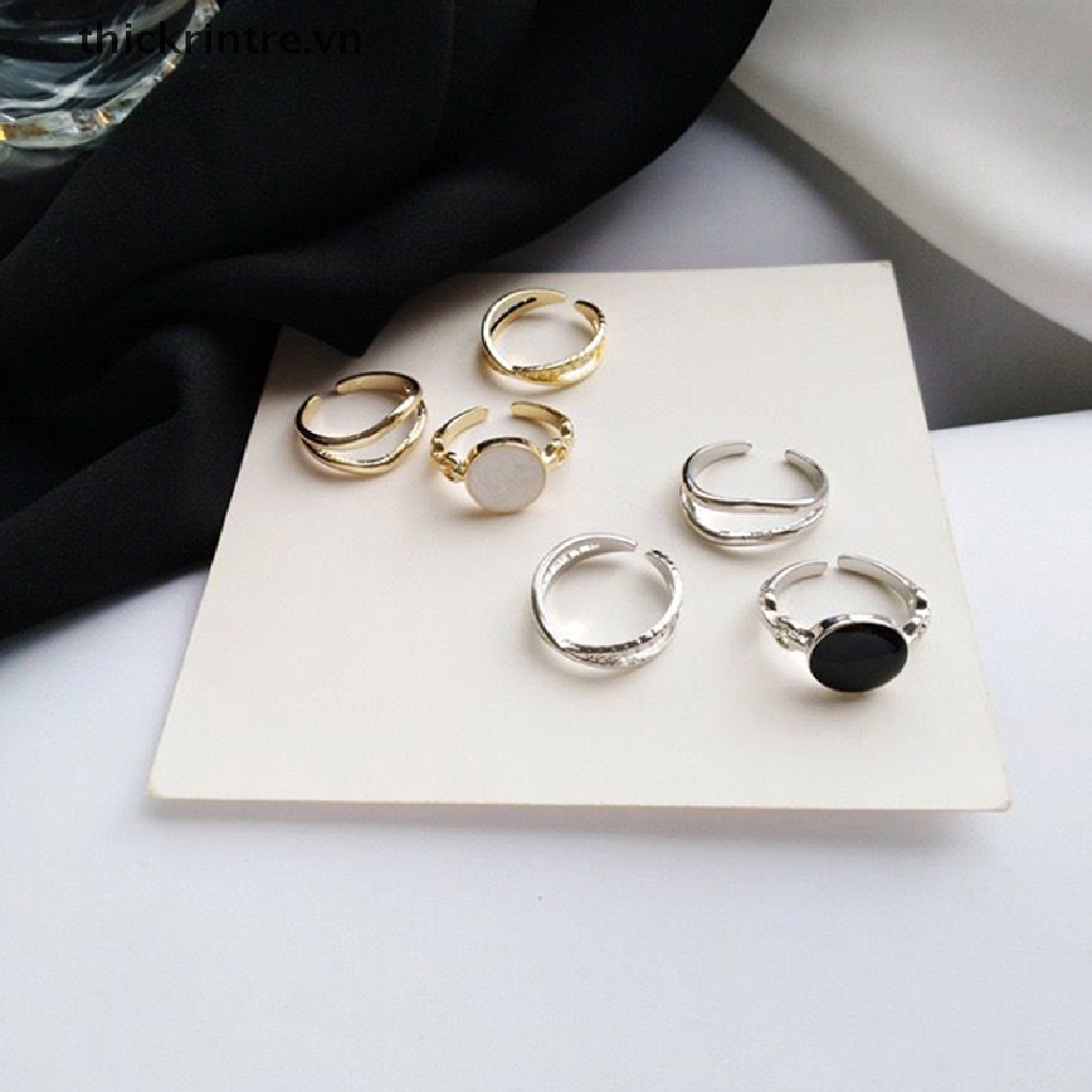Nhẫn Hở Màu Bạc Bóng Hình Oval Thời Trang Cho Nữ