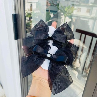 Kẹp tóc nơ đen tiểu thư