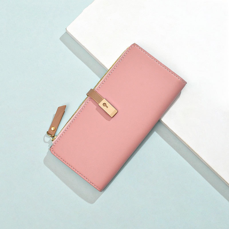 Ielgy Ví Dài Màu Trơn Nhỏ Xinh Đơn Giản Cho Nữ