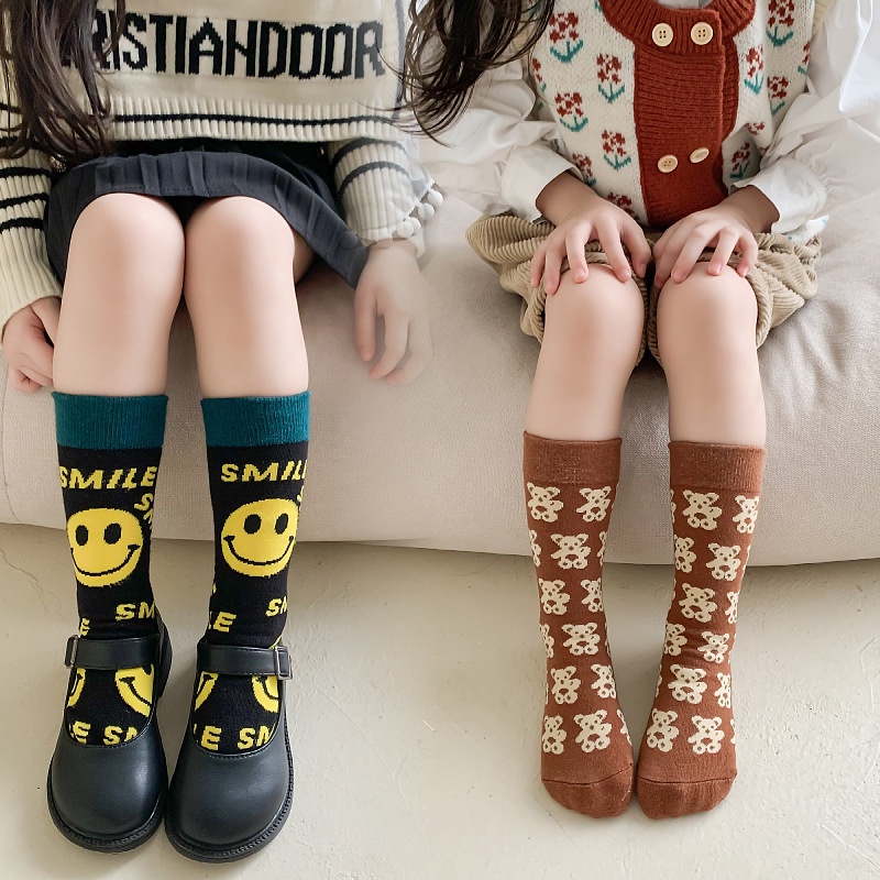 Vớ Dài Ngang Bắp Chân In Họa Tiết Hoạt Hình Phong Cách Hàn Quốc Cho Bé Trai Và Gái