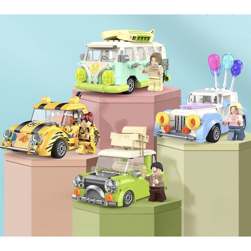 Đồ chơi lắp ráp Legogi CÁC MẪU XE Jaki dễ thương mô hình trang trí bàn học trưng bày phòng quà tặng sinh nhật