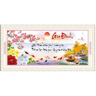 Tranh thêu chữ thập Gia đình hạnh phúc AL53563 |88x43cm| -Chưa thêu
