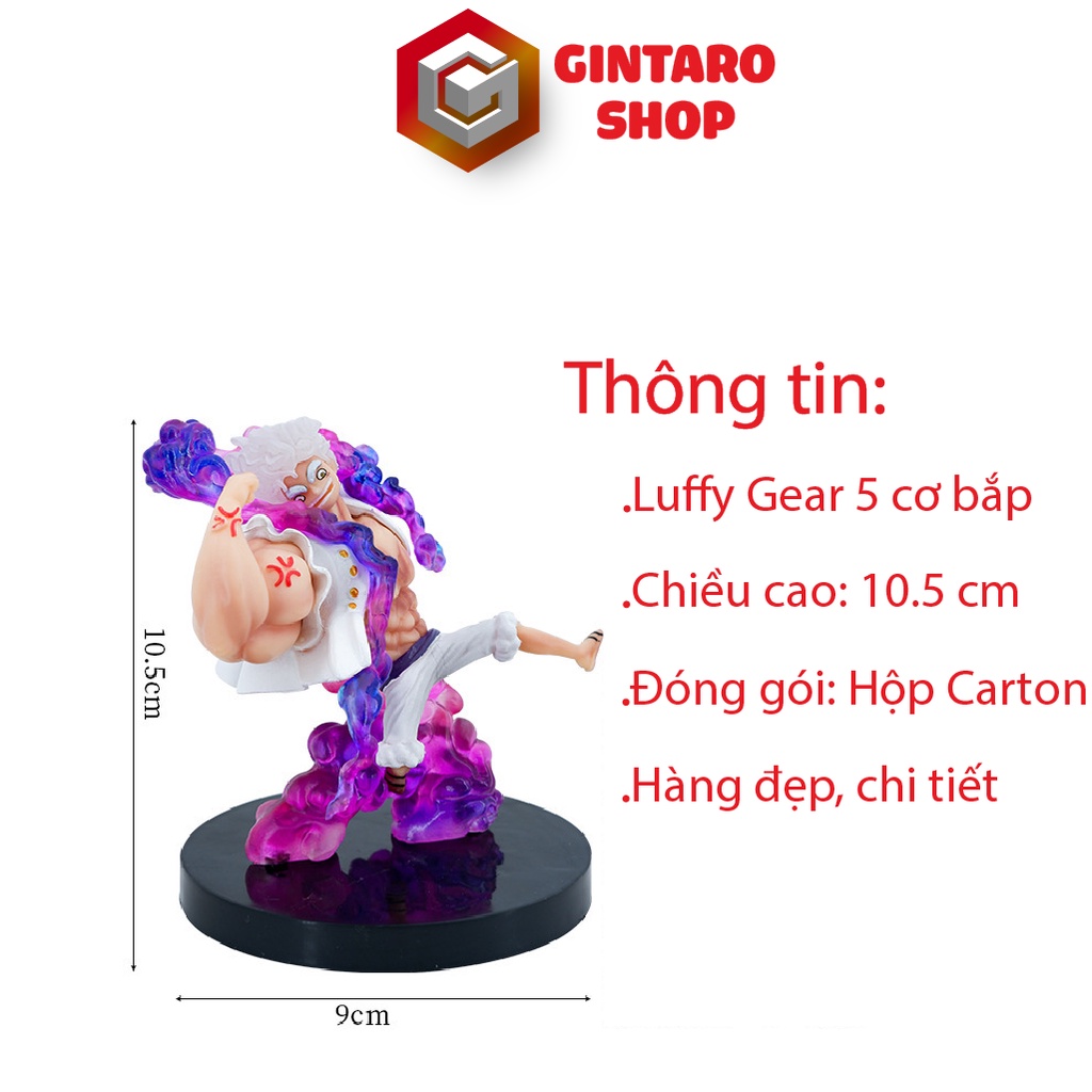Mô hình Luffy Gear 5 nika thần mặt trời phiên bản cơ bắp 6 múi chi tiết sắc nét, Mô hình nhân vật Luffy Gear 5 cơ bắp