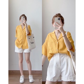 Áo sơmi nữ tay ngắn cổ vest Ker (Ảnh thật)