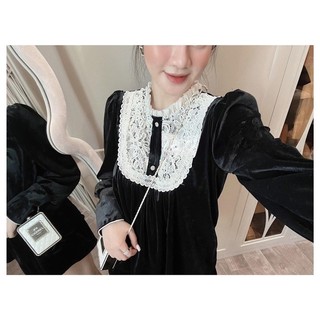 Set Nhung Phối Cổ Ren