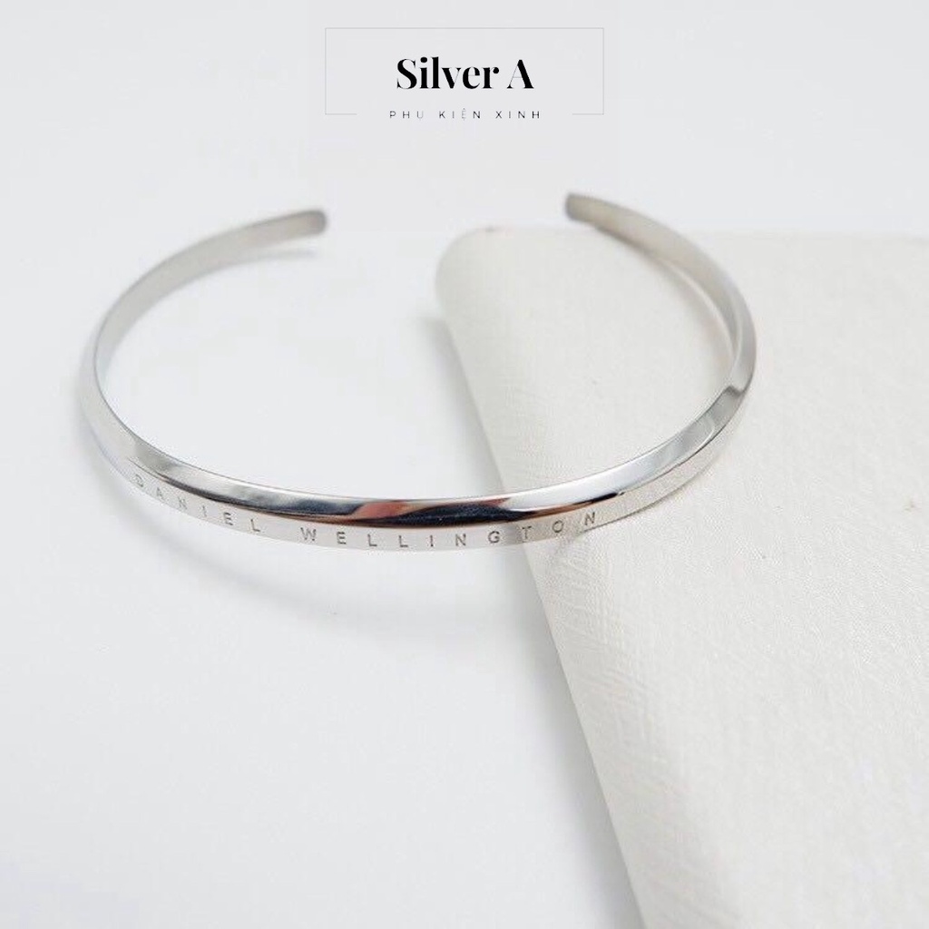 SILVER A - LẮC TAY BẠC CỨNG CUFF KHẮC CHỮ THEO YÊU CẦU