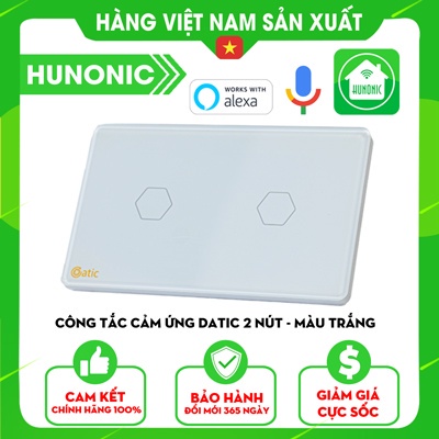 CÔNG TẮC CẢM ỨNG CHẠM THÔNG MINH DATIC 2 NÚT MÀU TRẮNG│Công tắc thiết bị điện Wifi nhà thông minh hàng Việt Nam giá rẻ .