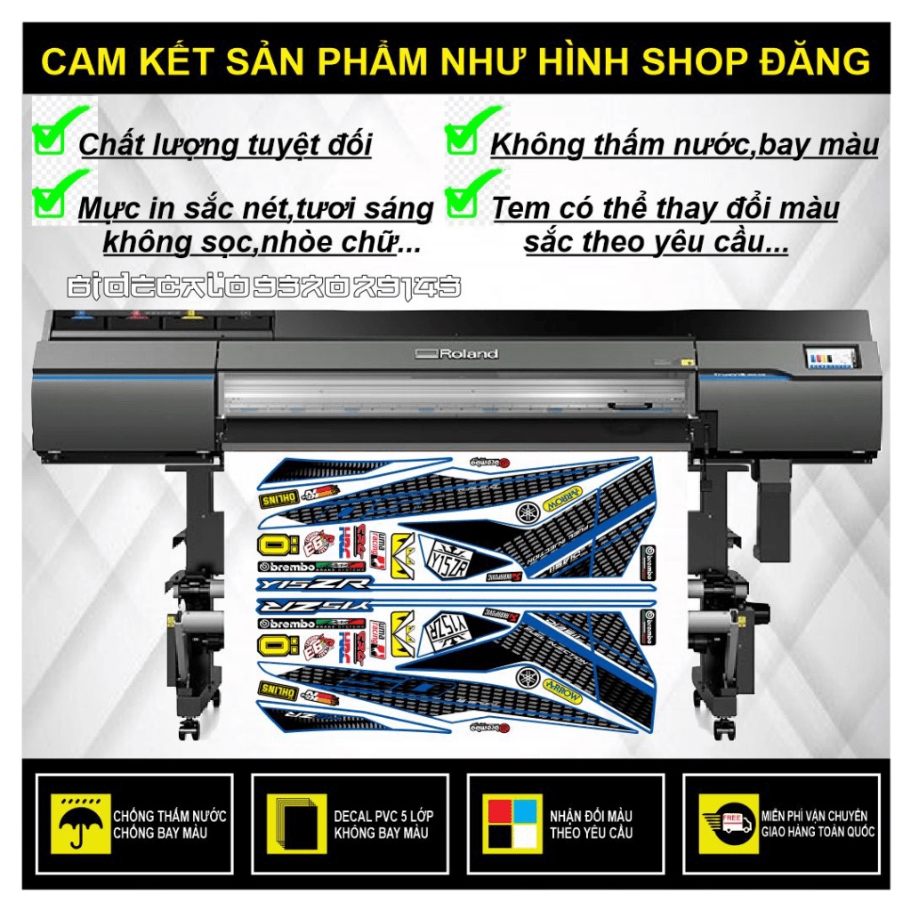 {TPHCM-FREE SHIP] TEM RỜI EXCITER 150 Y15ZR DÁN XE XANH GP