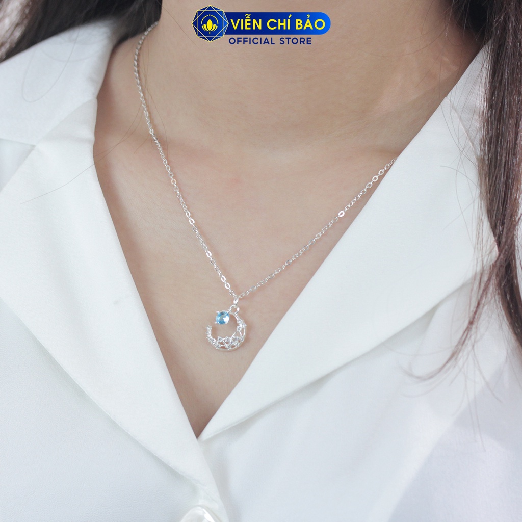 Dây chuyền bạc nữ mặt trăng khuyết đính đá chất liệu nữ bạc 925 thời trang phụ kiện trang sức nữ Viễn Chí Bảo D400338