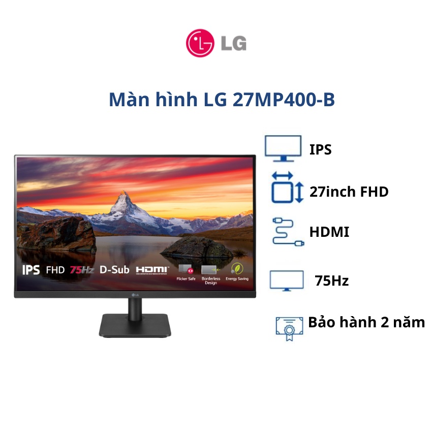Màn hình LG 27MP400-B/ 27inch FHD/ IPS/ 75Hz/ AMD FreeSync/ 2Yrs