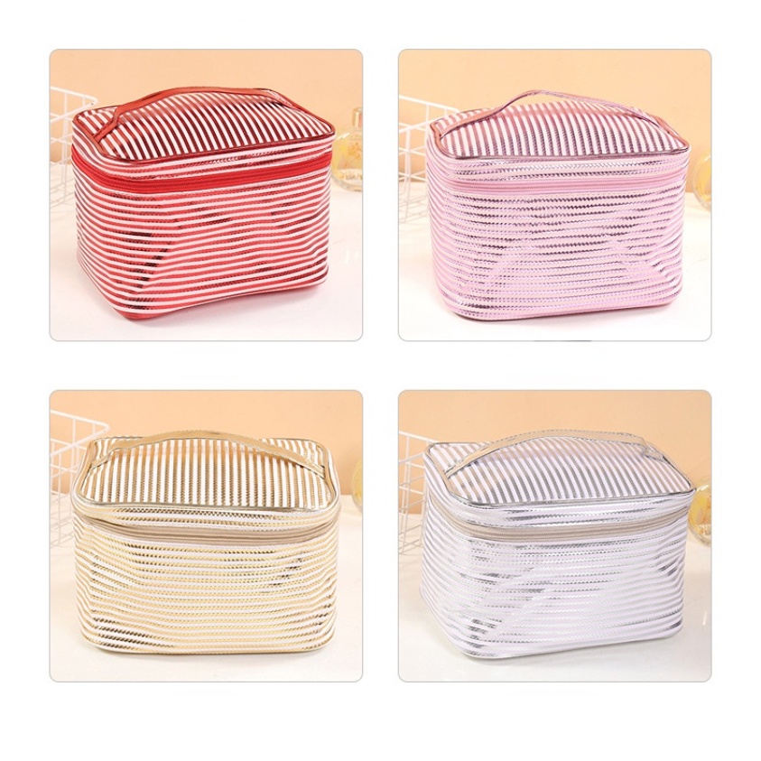 Túi Đựng Mỹ Phẩm Thời Trang Họa Tiết Sọc Dễ Thương