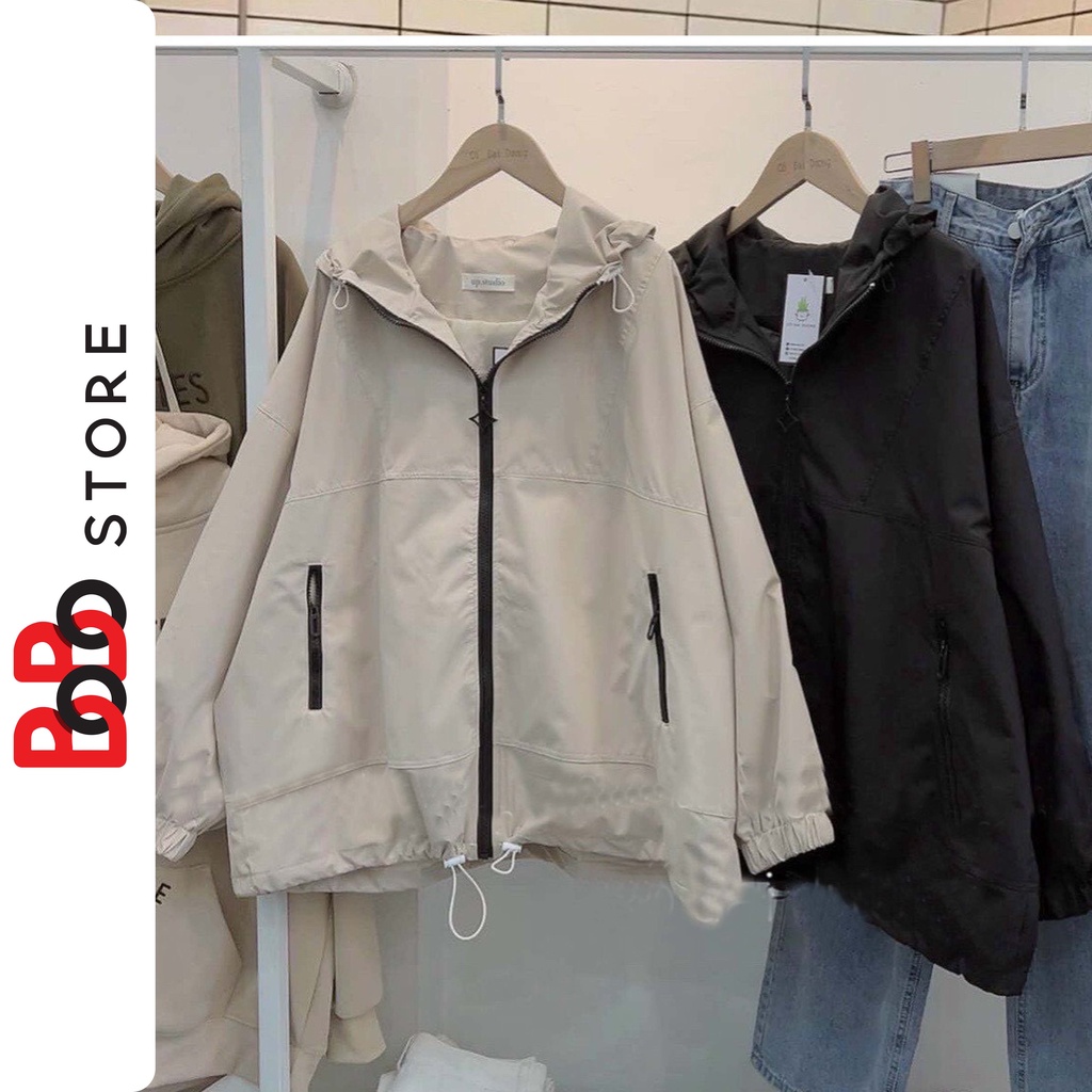Áo khoác dù có nón to form rộng 2 lớp chống nắng unisex dành cho nữ nam - BoBo Store