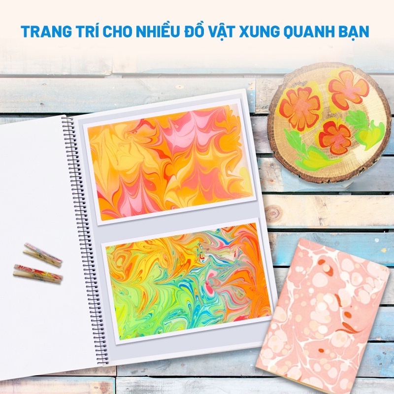 Bộ Đồ Chơi Kit Vẽ Tranh Thủy Ấn, Vẽ Tranh Trên Nước Chính Hãng Mideer Marbling Paint Kit - DinoKidsToys