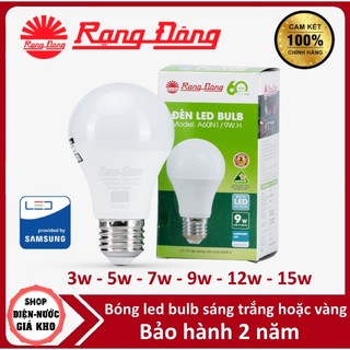 Bóng đèn LED bulb Rạng Đông 3W - 5W - 7W- 9W - 12W - 15W, Chip LED SAMSUNG Bảo Hành 2 Năm