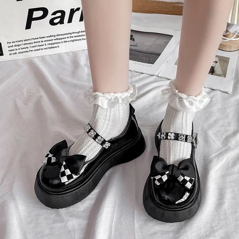 Giày Mary Jane 2022 Đế Dày Tăng Chiều Cao Bằng Da Mềm Đính Nơ Phong Cách Anh Quốc Dễ Thương Thời Trang Mùa Hè Cho Nữ
