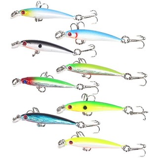 Mồi câu cá giả bằng nhựa abs cứng 5cm / 2.1g kèm 8 móc câu# mồi câu cá giả hình cá tuế có móc câu
