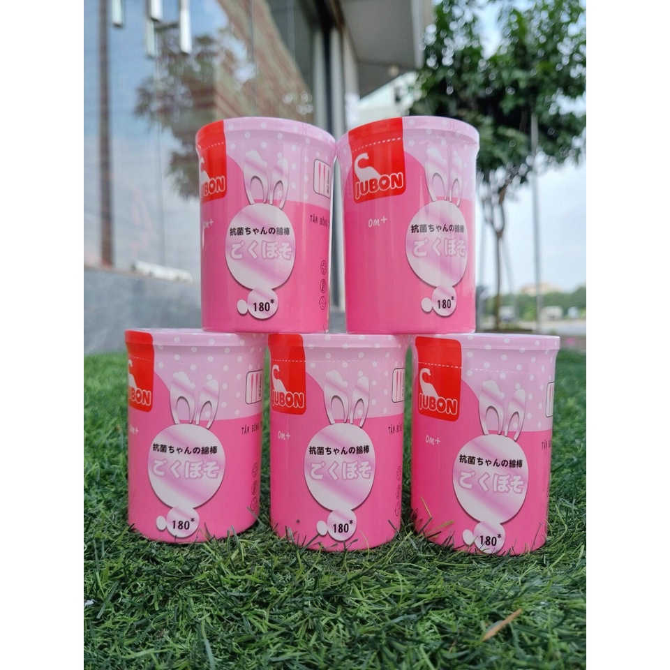 Tăm bông JUBON CAO CẤP 3 MÀU 3 HOẠ TIẾT HỘP 200 QUE cho bé