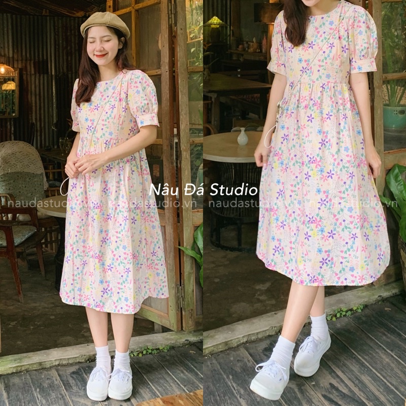 ĐẦM - VÁY HOA THÔ ULZZANG  - NÂU ĐÁ STUDIO.