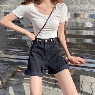 quần ngố jean cá cài màu đen