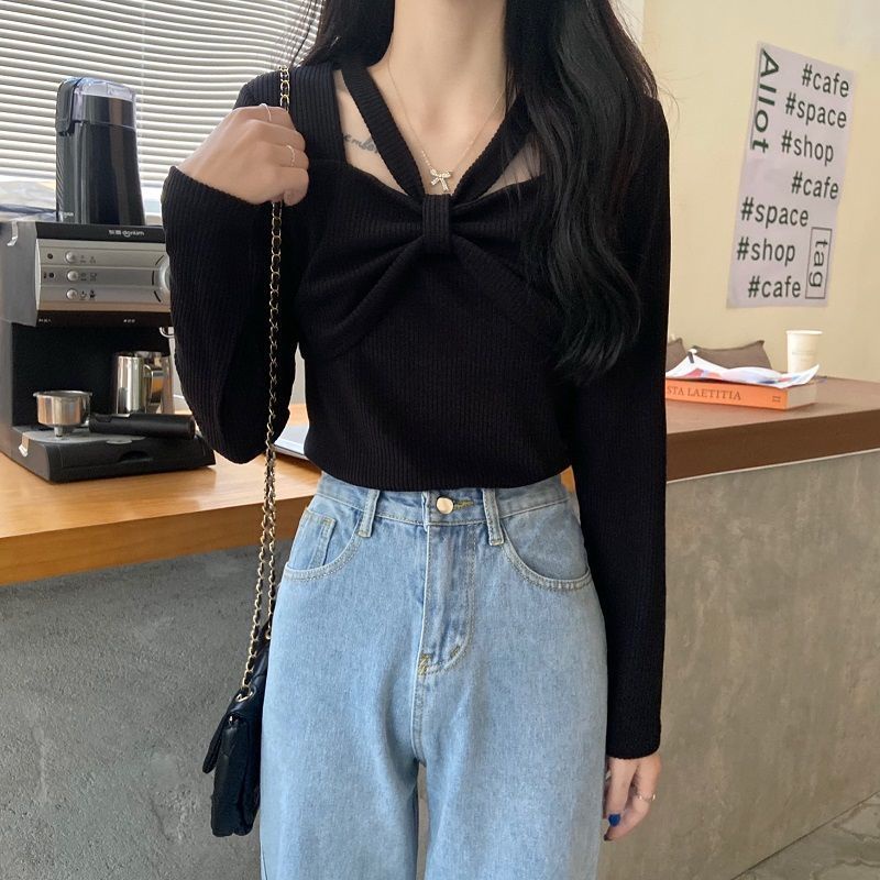 Áo Dệt Kim Tay Dài Dáng Ôm Plus Size Cho Nữ