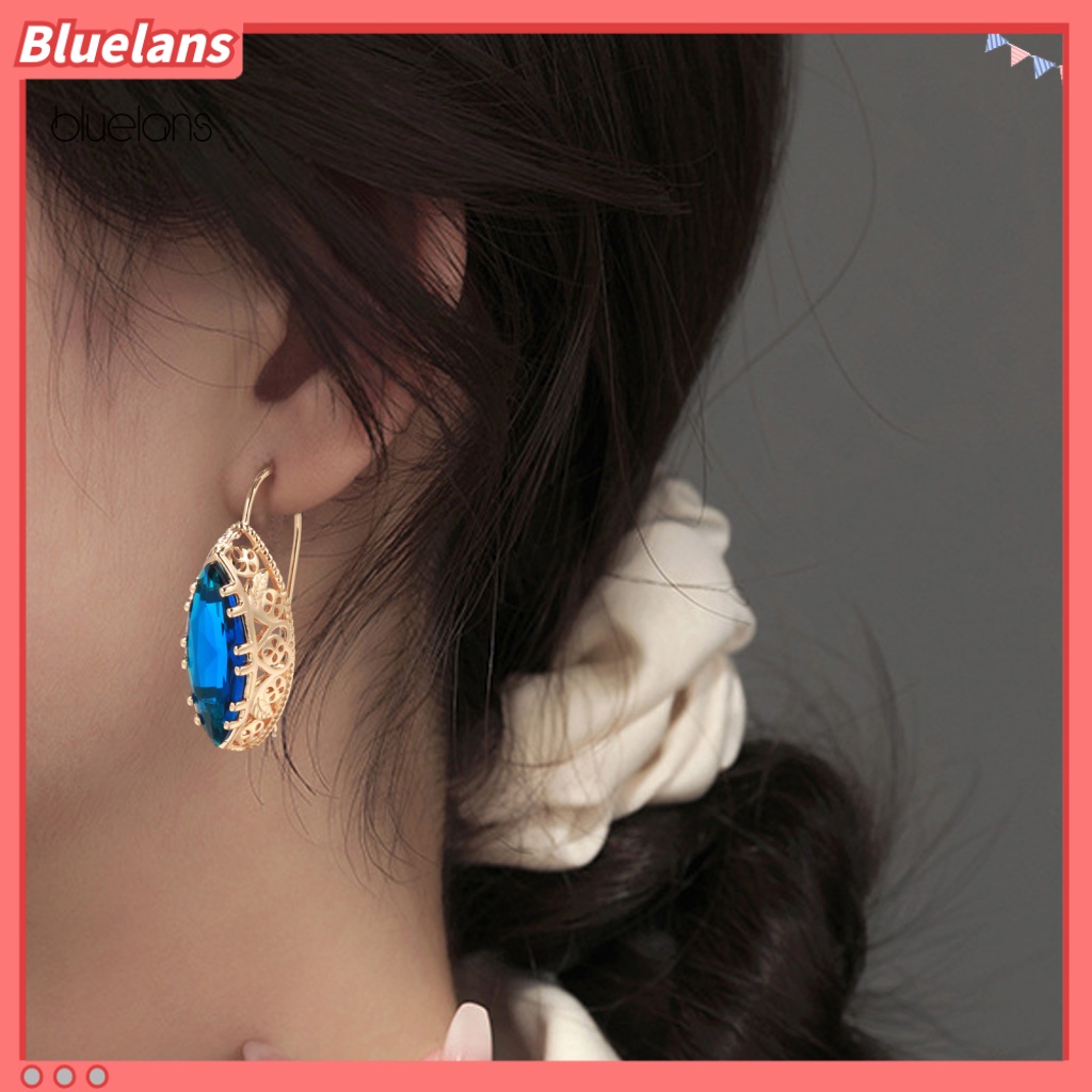 1 Bộ Vòng cổ + Bông Tai Đính Đá Nhân Tạo Hình Giọt Nước Mạ Điện Phong Cách Cổ Điển Thời Trang Cho Nữ