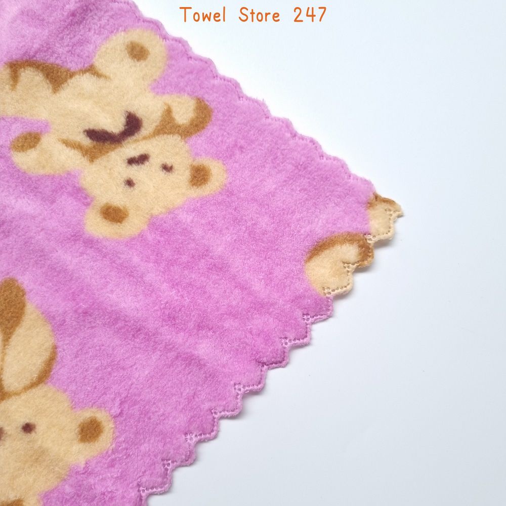 Khăn tắm 35x75cm, 50x100cm Lông Cừu Hàn Quốc hình Gấu siêu thấm hút, mềm mại, không ra màu
